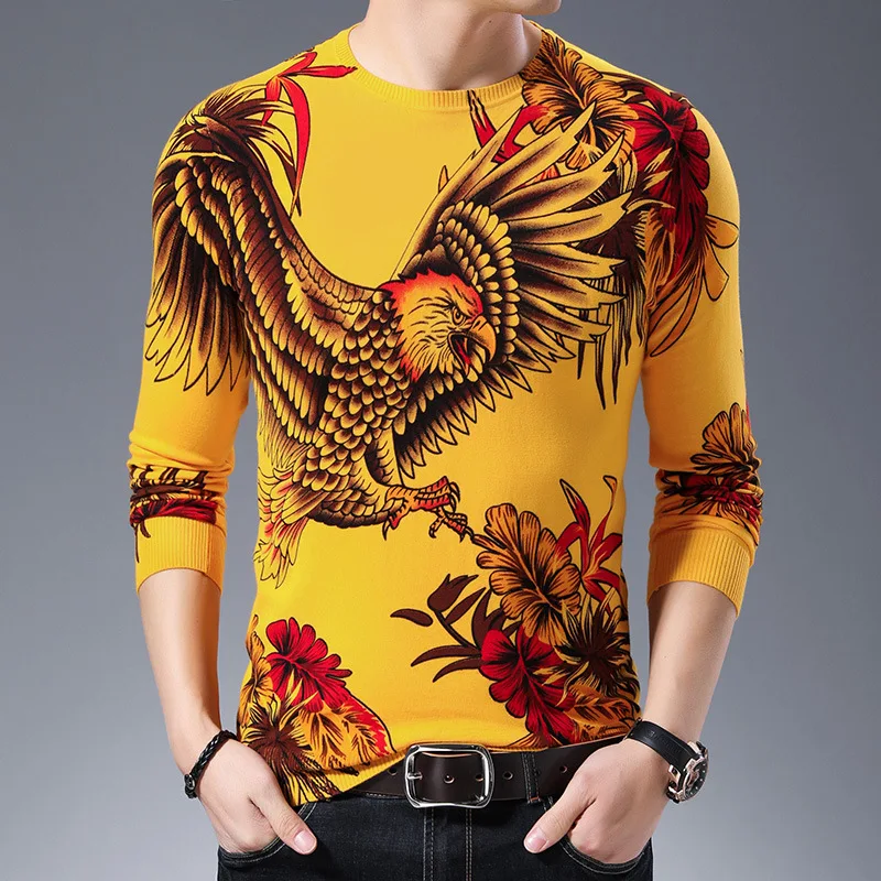 

Men's Sweaters 2019 New Fashion Mens Animal Cashmere Soft Slim Fit Pullovers Men Knitting Clothes Male Pull Homme High Quality
