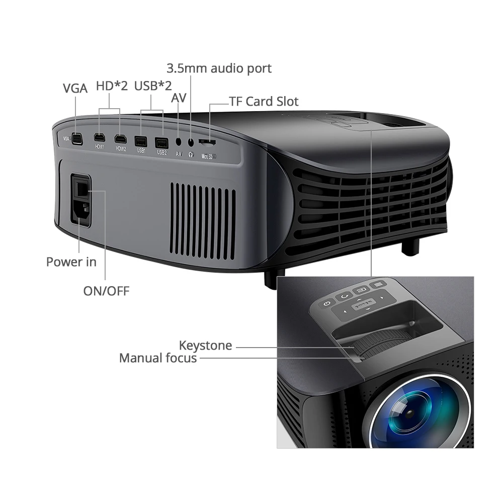 Мини проектор YG600 с поддержкой Full HD 1080P 3200 лм|mini projector|mini beamerprojector led full hd |