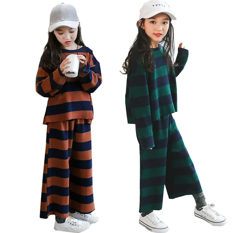 Girls clothing sets autumn striped Wide leg pants girls sport suit teenage girls clothes children clothing set kids tracksuit Girls clothing sets autumn striped Wide leg pants girls sport suit teenage girls clothes children clothing set kids tracksuit