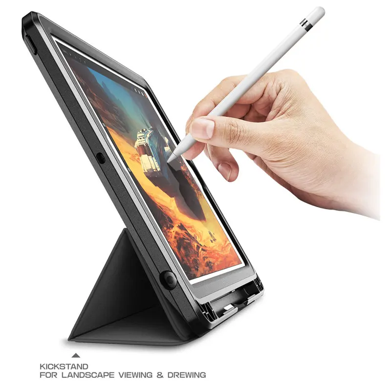 Чехол для iPad 9 7 совместимый с Apple Pen (2018/2017) тонкий тройной книжка функцией
