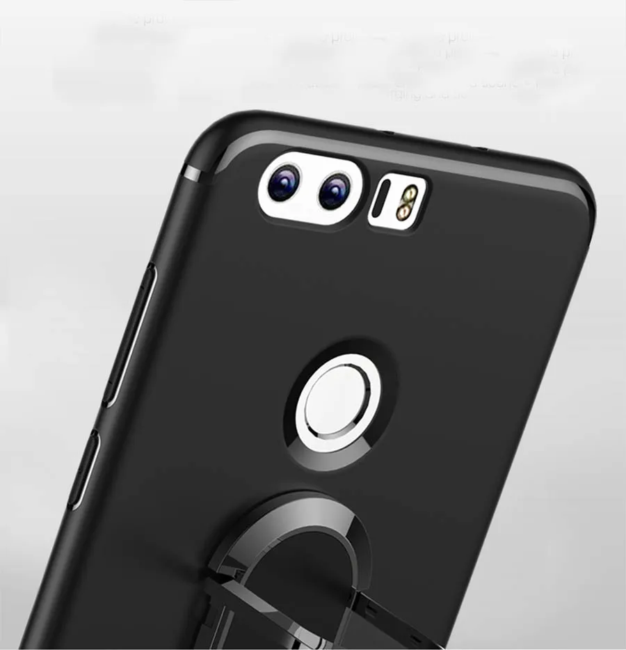 

Phone Case for Huawei honor 8 case Car Holder Stand Finger ring magnet Soft TPU+zinc alloy Cover for honor 8 back cover