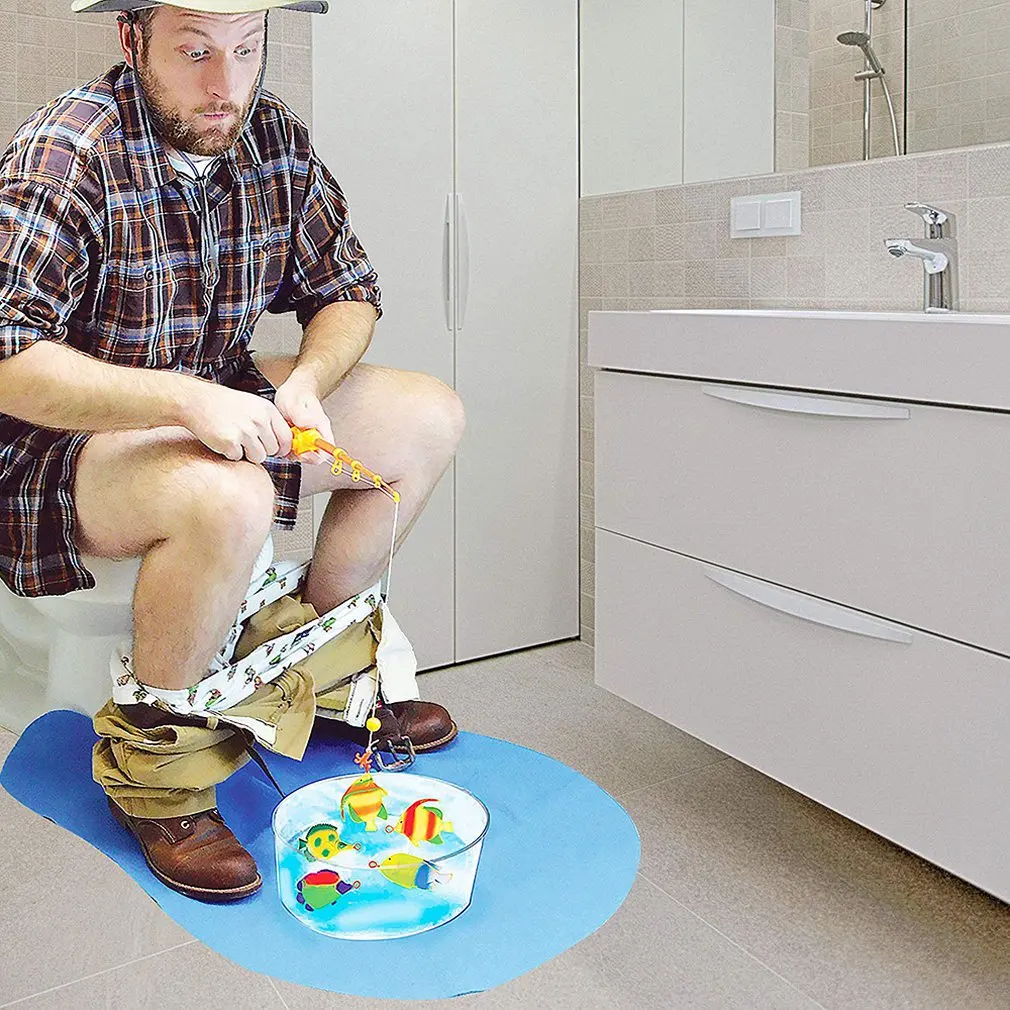 

Mini Toilet Plastic Fishing Game Set Potty Time Fishing Practice Kit Novelty Gift Toys For Kids