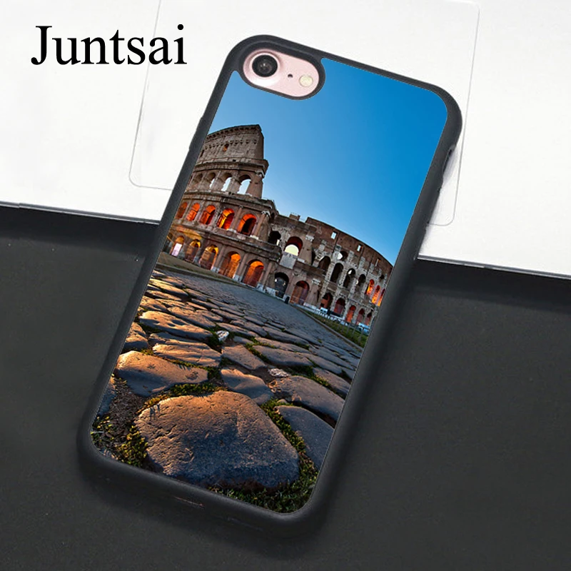 

Juntsai Famous Colosseum Rome Italy Phone Case For iPhone 7 6 6s Plus Rubber Cover For iPhone7 8 Plus X 5 5s SE Full Back Shell