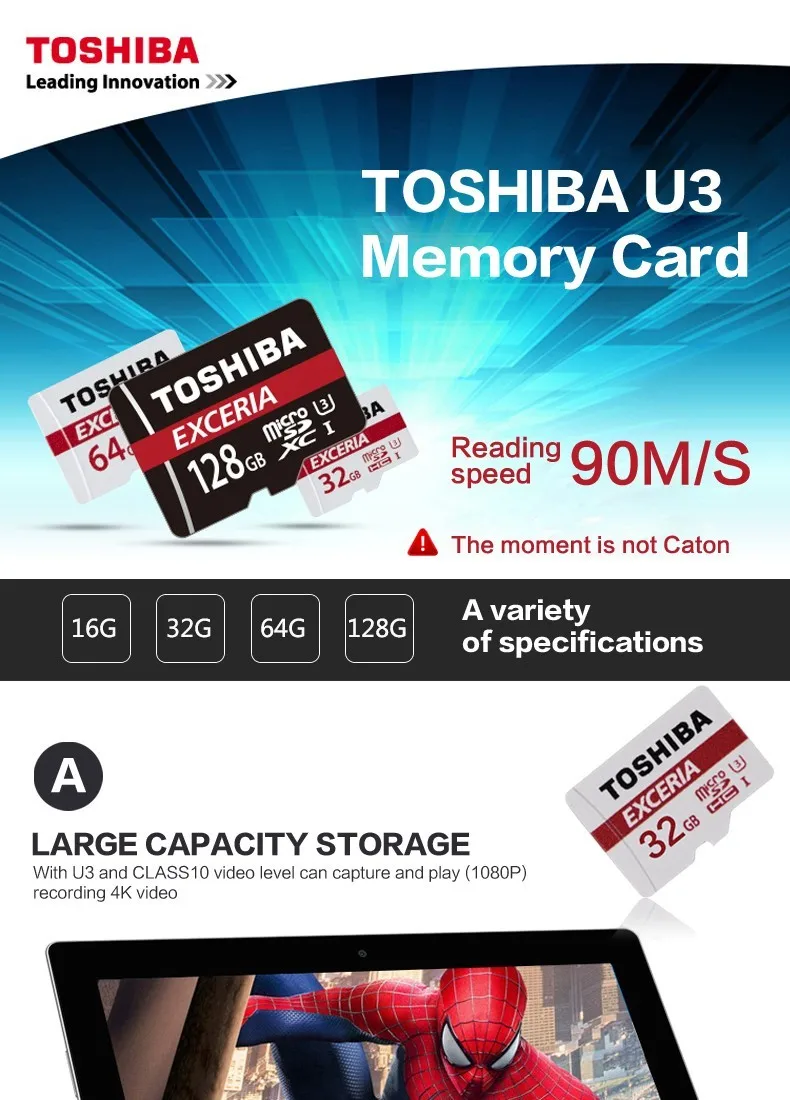Toshiba 100 м/с карта памяти Micro SD карта 32 Гб класс 10 UHS-1 SDHC флэш-карты памяти Microsd для смартфонов/Таблица 90 м/с