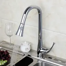 Новый для кухни 8527/6 оптом и в розницу хромированной латуни воды Мощность поворотный носик вытащить сосуд Раковина Смеситель