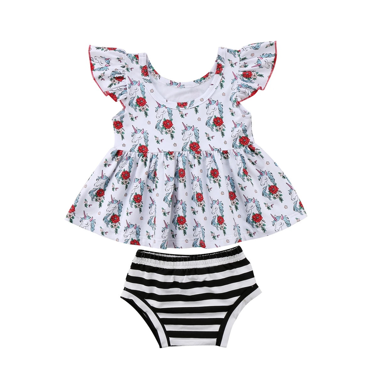 Infant Newborn Baby Girls Clothing Set Floral Dress Tops Short Bottoms