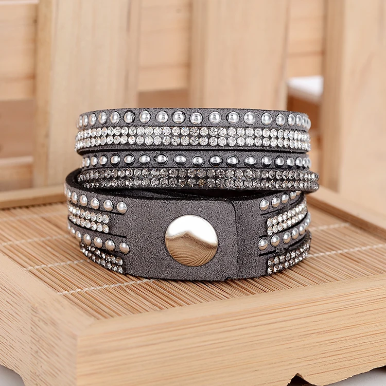 multi layer rivet Leather bracelet woman bracelet Charm Bracelet men punk style zinc alloy