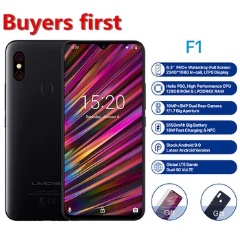 

2019 new UMIDIGI F1 Android 9.0 mobile phone 6.3"FHD ROM 128GB RAM 4GB 5150mAh Helio P60 Octa Core NFC 16MP 4G LTE Smartphone