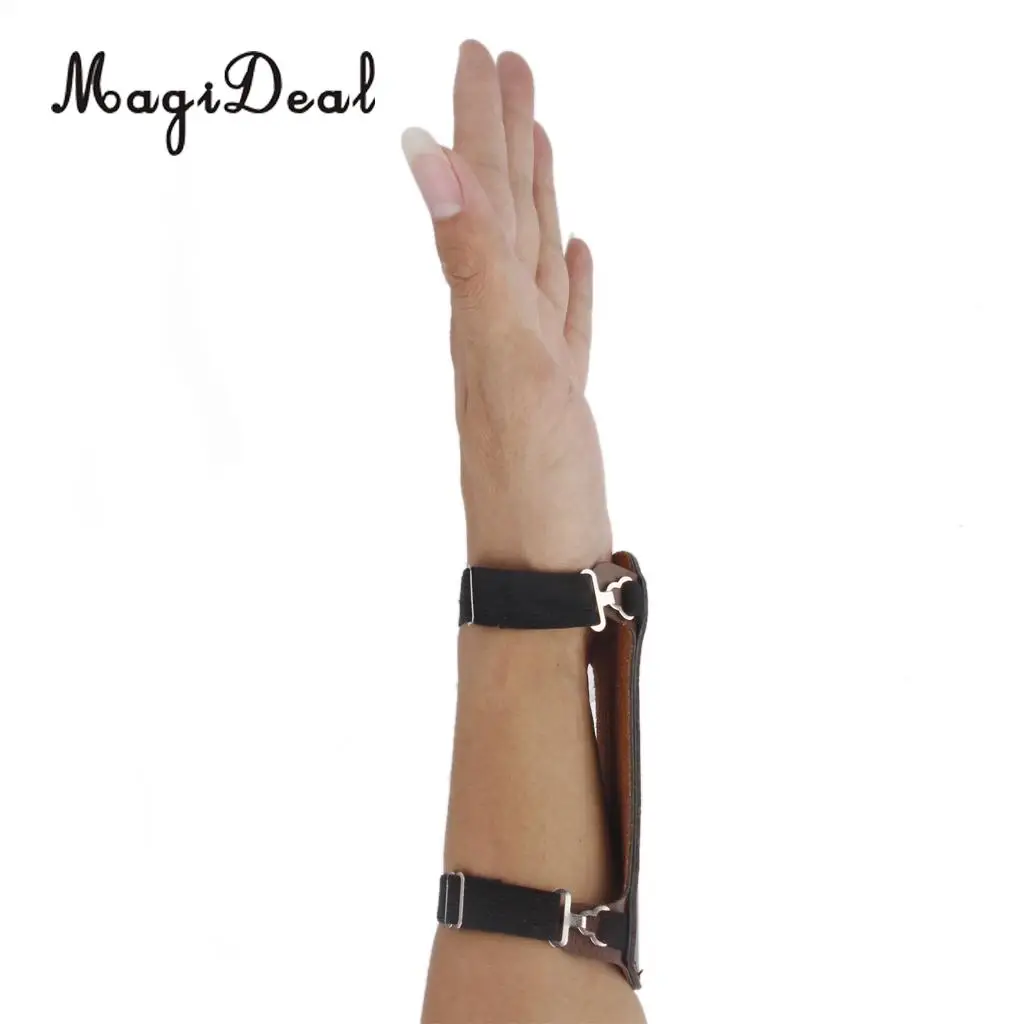 MagiDeal Sofe Adjustable Shooting Archery Arrow Leather 2 Straps Hunting Target Archery Arm Guard Protection Safe Strap Armband