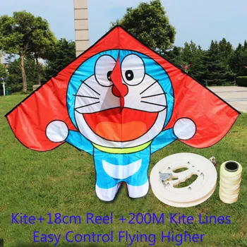 

free shipping high quality children kite Doraemon with handle line kite fabric ripstop kite factory kitesurf cerf volant