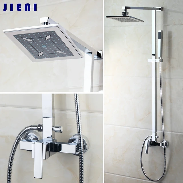 8" ABS Rain Shower Head Bathroom 52004 Bathtub Chrome Sink Tap Mixer Faucet Hot/Cold Water