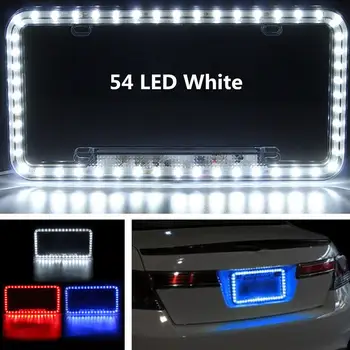 

Universal 12V White Red Blue 54 LED Light Car Front Rear Number License Plate Frame Cover Auto Car Styling 12.5"x 6.3"