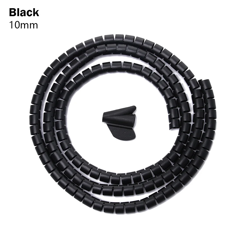 black 10mm Кабельный держатель, органайзер, длина 1,5 м, Гибкая спиральная трубка, кабельный органайзер, провод, управление, шнур, протектор, устройство для сматывания кабеля - Цвет: black 10mm