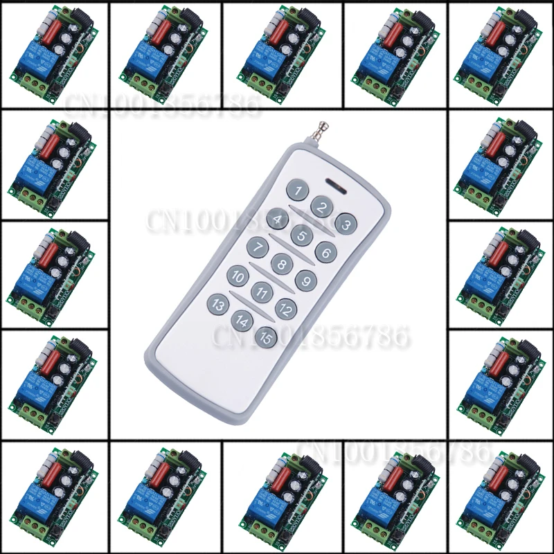 

220V 10A1CH RF Wireless Remote Control Switch Light Lamp LED ON OFF 433MHZ/315MHZ 15Receiver&1transmitter Output Adjusted