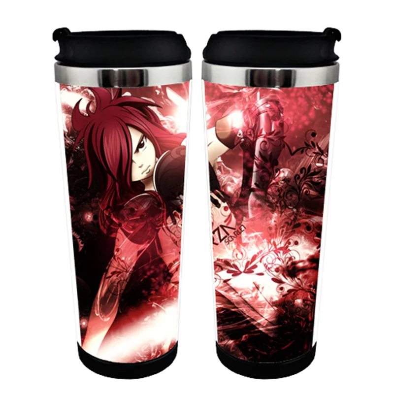 Kopen HOT KOOP Japanse Anime Fairy Tail Dubbele Isolatie Mok Koffie Cup Plastic liner en Roestvrij staal liner Ruimte Cup