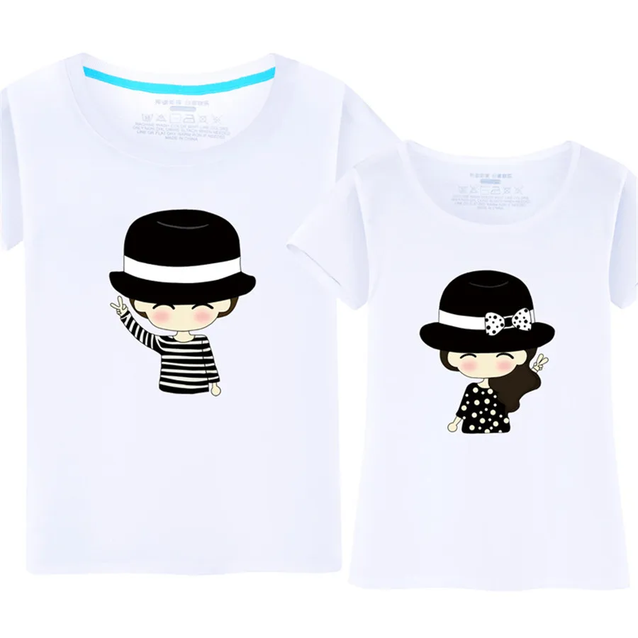 Summer Korean Fashion Matching Couple Clothes Cute Cartoon Sweet Tops Short Sleeve Couple T Shirts For Lovers Tee Shirt Femme Summer Korean Fashion Matching Couple Clothes Cute Cartoon Sweet Tops Short Sleeve Couple T Shirts For Lovers Tee Shirt Femme