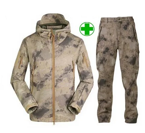 Kaufen Männer Im Freien Sport TAD Getriebe Weiche Shell Camouflage Taktische Jacke Set Armee Wasserdichte Jagd Kleidung Mantel Military Jacke Hosen