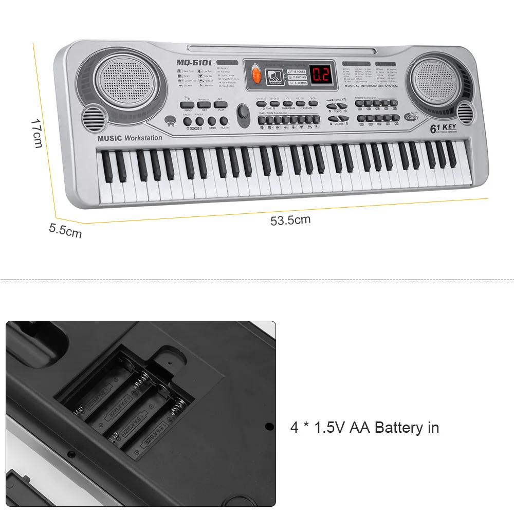  61-Key Keyboard Piano Piano Led Instrument Keyboard 21-Inch Music Education Double-Row Electronic P