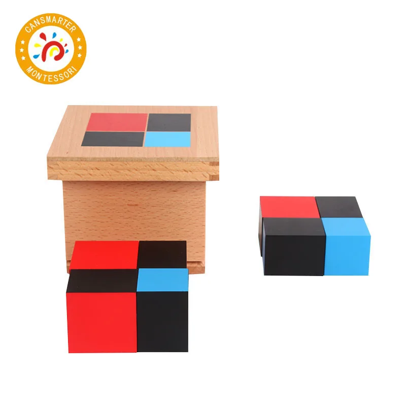  High Quality Beech Wooden Montessori Baby Standard Binomial Cube Toys Preschool Training Teaching A