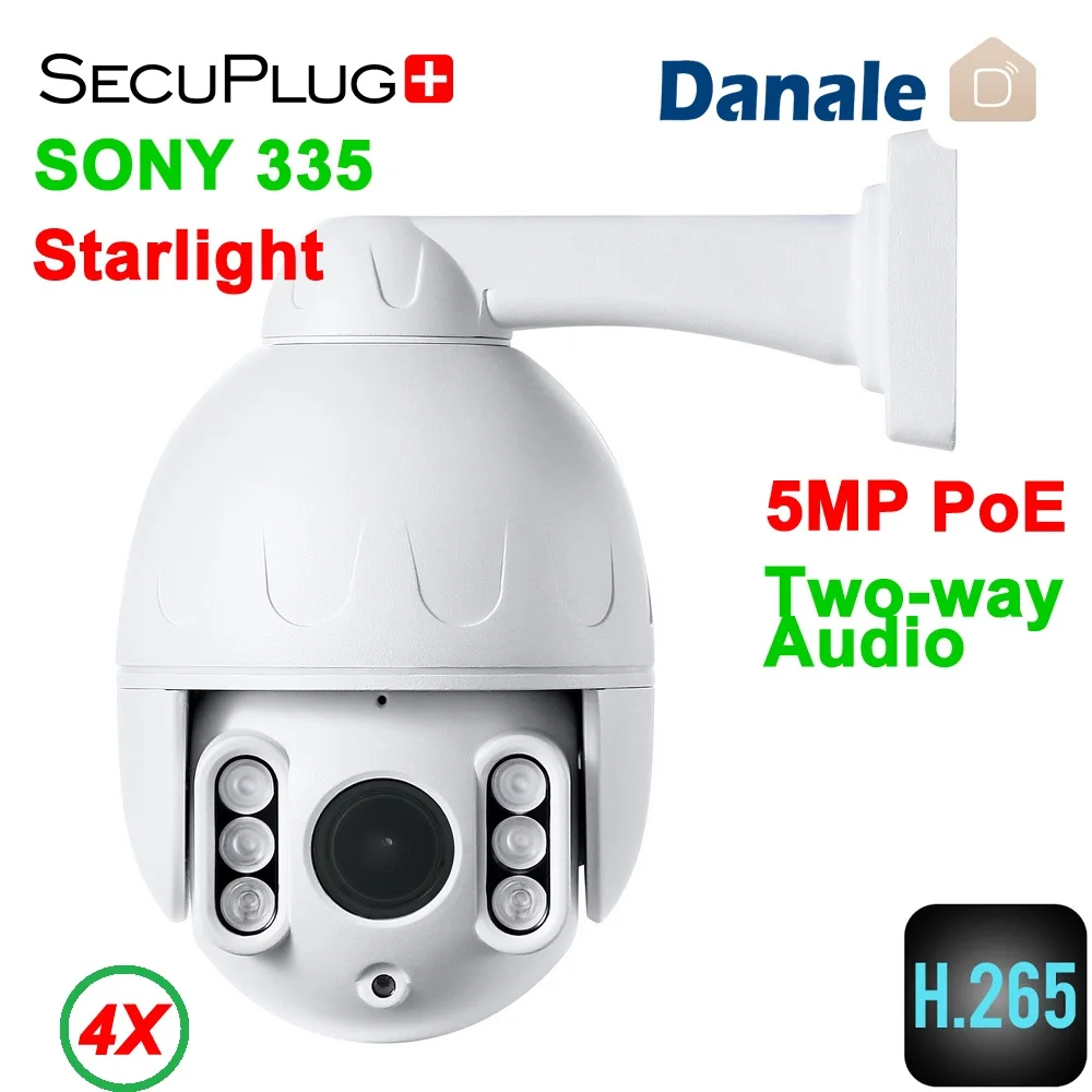 

5MP PTZ IP POE Starlight Camera 2.8-12mm 4X optical zoom Two way Audio H.265 Onvif Support cloud storage Night Vision 50M