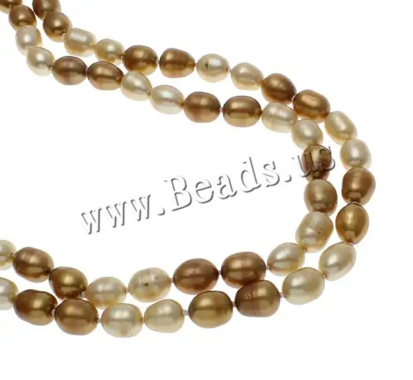Free shipping!!!Freshwater Pearl Sweater Chain Necklace Whole sale Rice two tone 7-8mm Length:Approx 78.5 Inch | Украшения и