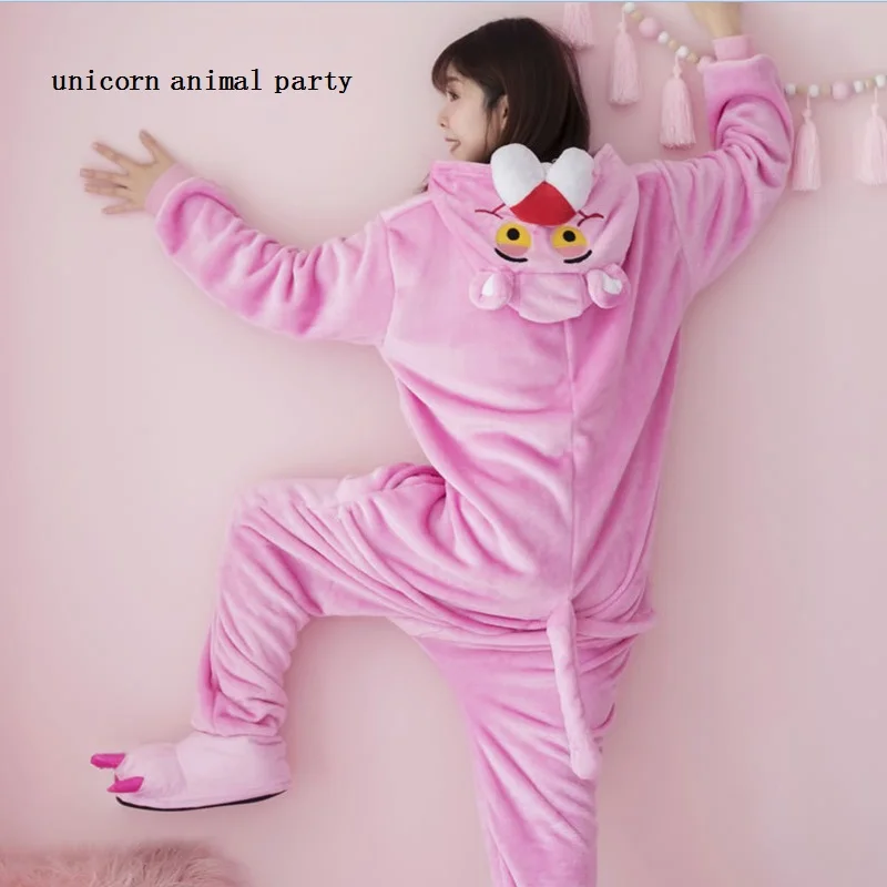 

Kigurumi Onesies Cosplay flannel Pink Leopard Pajamas Winter Men And Women Animal Cartoon Sweet Lovely Long Sleeve Leopard fox