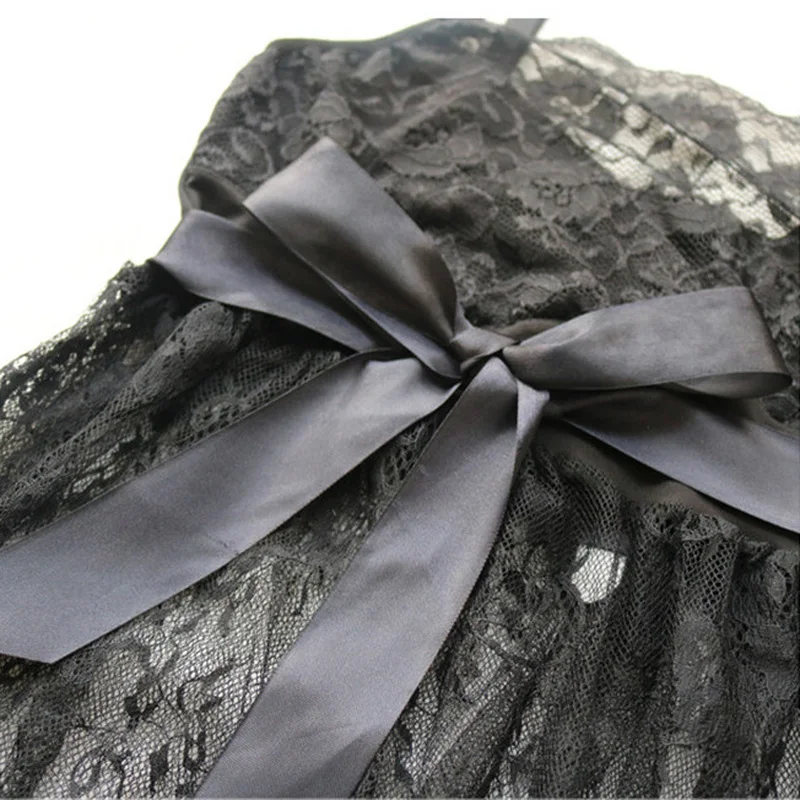 Сексуальное нижнее белье Babydoll эротическое женское черное кружевное платье для