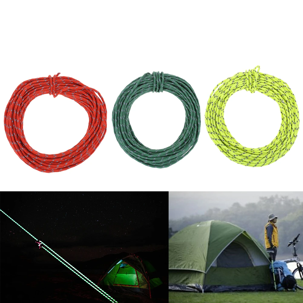15m Reflective Rope 2.5mm Diameter Reflective String Windproof Tent