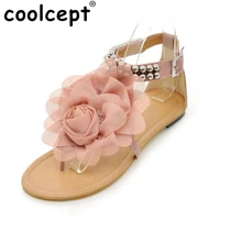 Gladiateur Sandales pour Femmes Bohême Perlé D’été Fleur Plat Talons Flip Flops Chaussures Tstraps Sandales de Femmes Taille 34-43 PA00271