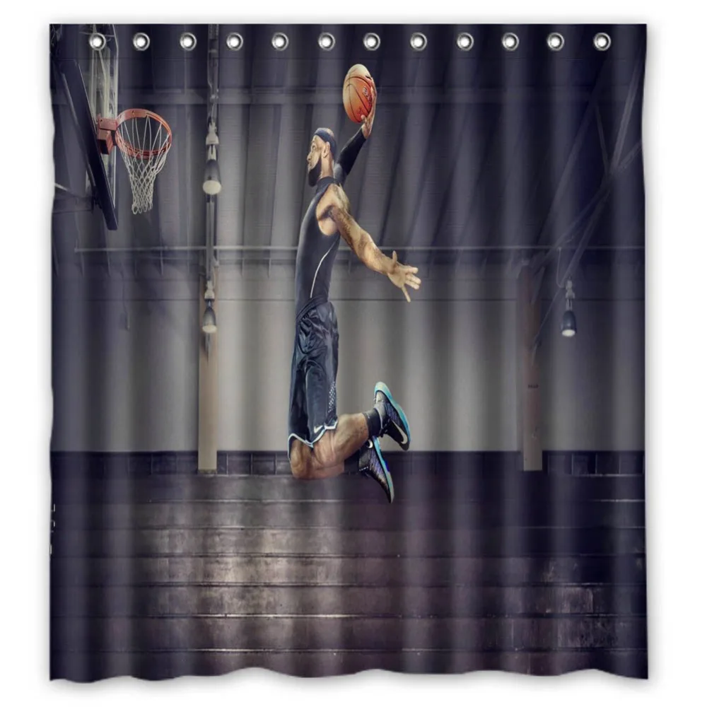 Vixm Home Lebron James Shower Curtain TV Sports Figures Bathroom