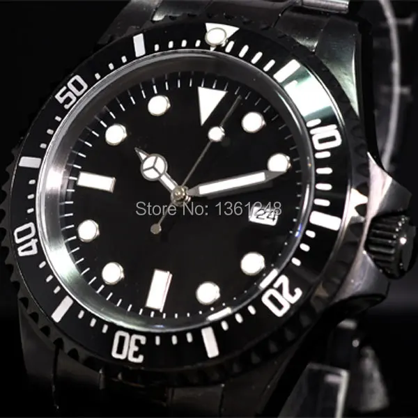 40mm parnis black dial luminous PVD vintage SEA automatic movement mens watch P073 40mm parnis black dial luminous PVD vintage SEA automatic movement mens watch P073
