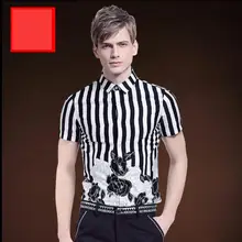 Новая мужская одежда летняя Модная рубашка с короткими рукавами тонкая черная и белая в цветные кадраты полосатая рубашка плюс размер костюмы