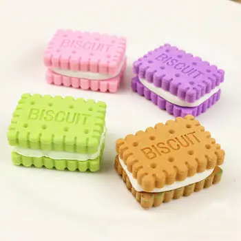 

4pcs Mini Cute Biscuit Rubber Pencil Eraser For Children Stationery Prize Cleaning Tools Sponges