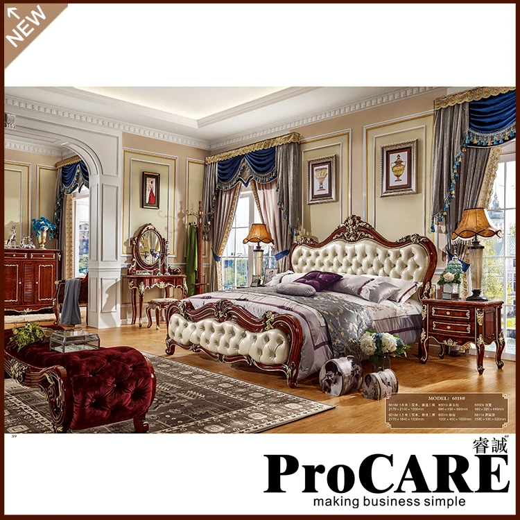 Mobília do quarto mobília do quarto moderno com couro genuíno china para king size/queen size