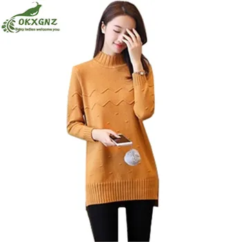

Plus size autumn winter women's sweater 2020 long-sleeved warm casual sweater half-high collar loose Elasticity sweater OKXGNZ