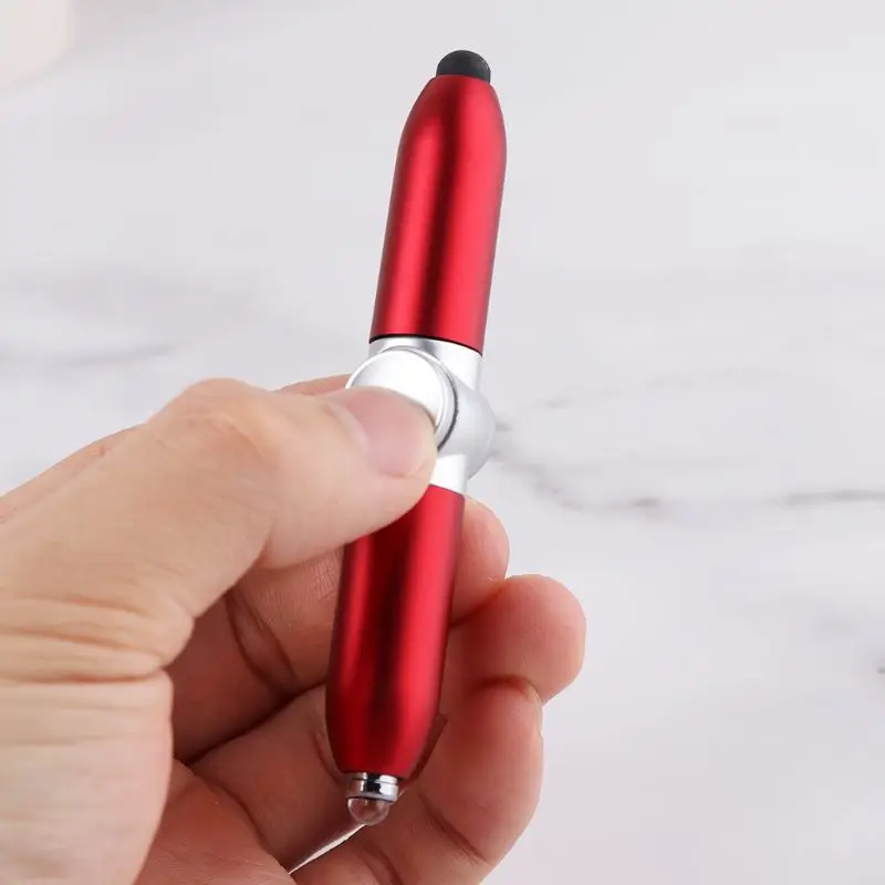 Finger Gyro Spinner Multi-function Gyroscope Pens Decompression LED Light Ballpoint Pen Shape Relieve Stress Xmas Gift 3 Colors