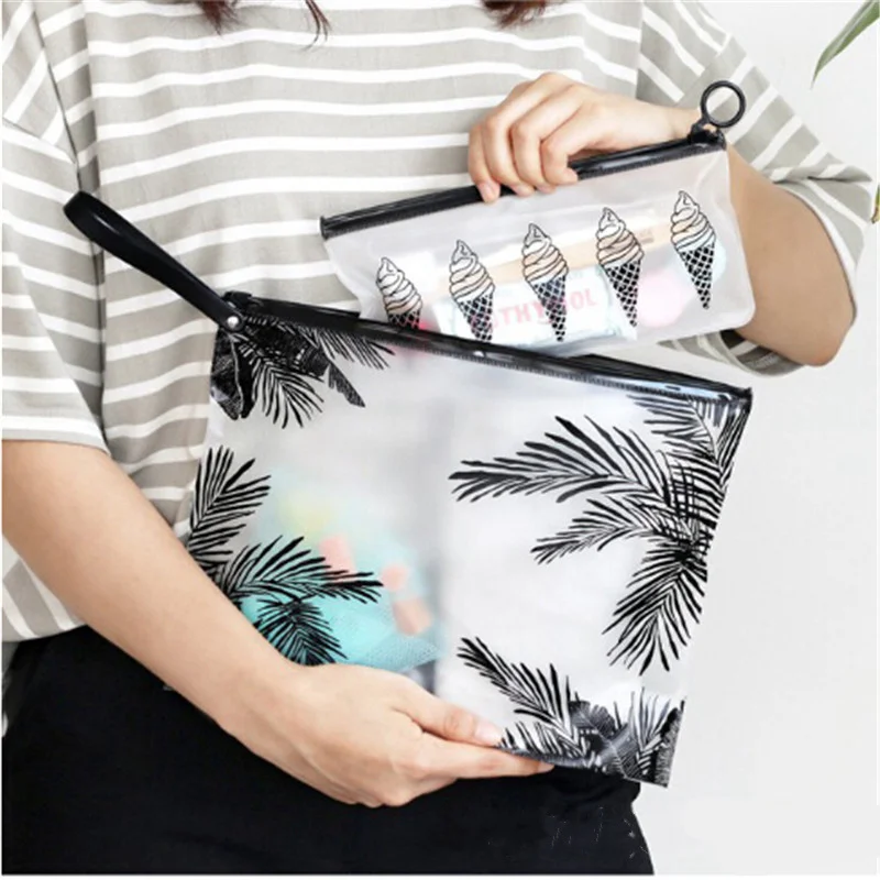 أزياء النساء واضحة التجميل أكياس PVC حقائب للزينة السفر المنظم اللازمة الجمال حالة حقيبة مستحضرات تجميل حمام غسل صندوق مستحضرات التجميل