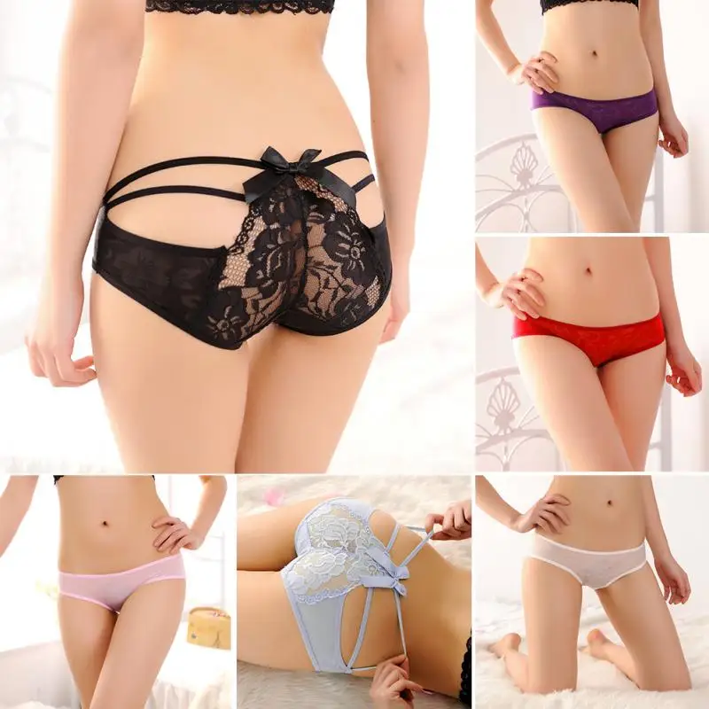 

Women Sexy Briefs Low Waist Lace G-string Bow Five Color Free Size