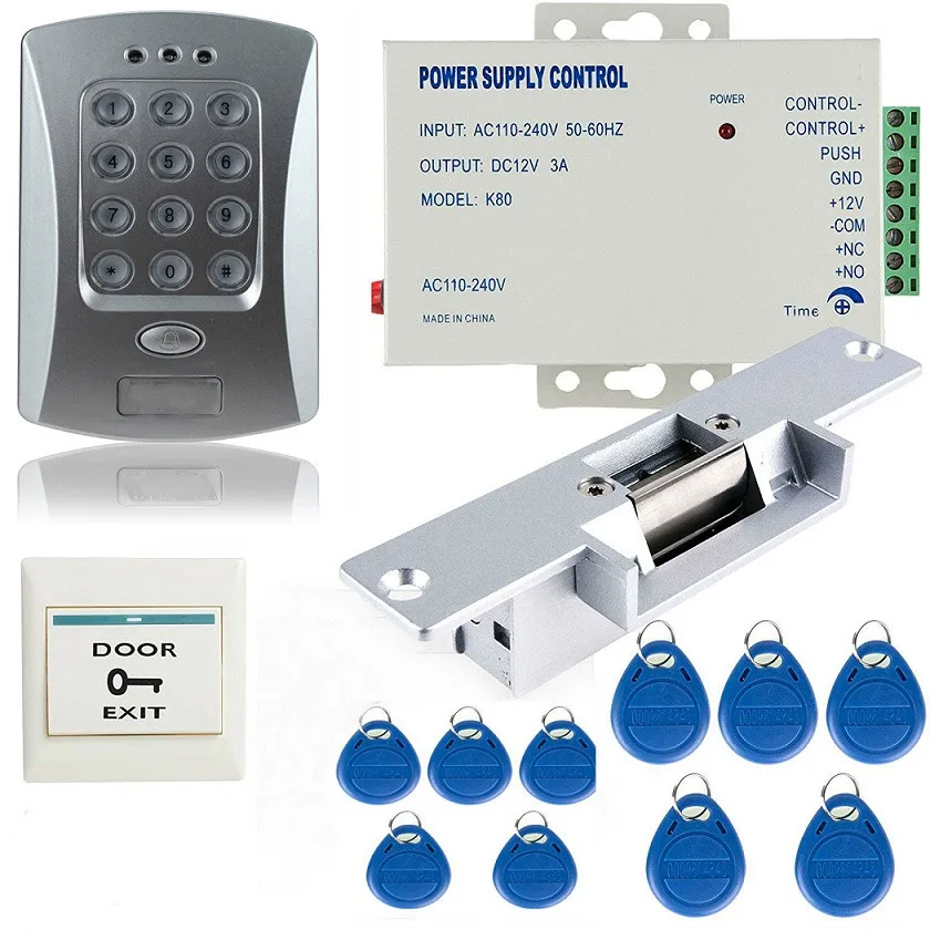 SmartYIBA открывалка ворот RFID система контроля доступа комплект блок питания управление+ электронный замок падения+ кнопка выхода двери+ магнитный замок - Цвет: C32