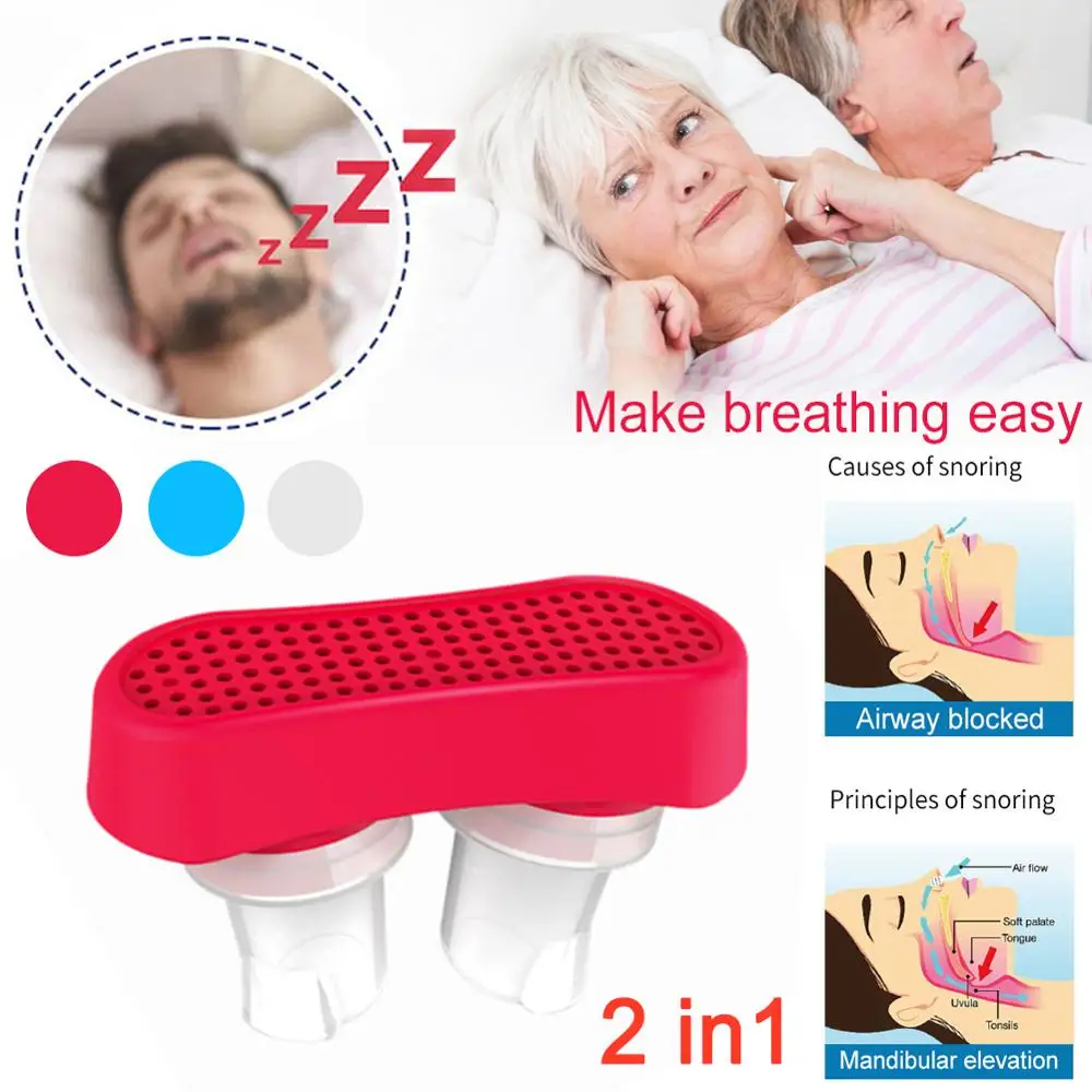 

Comfortable 2-in-1 Sleep Silicone Snore Stop Easy-Breathing For Men Women Home Air-purifying Respirator Nose Anti Snore Device