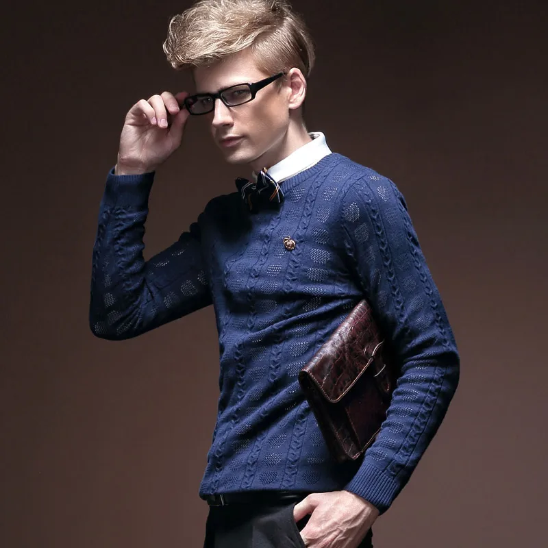 Мужской Модный повседневный осенне-зимний мужской пуловер свитер утягивающий мужской тонкий рубашка 14551, распродажа