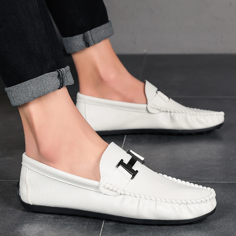 

Original Moccasins Gommino Leather Drivers With Sylvie Web Buckle Loafer Slipper Men Casual Driving Comfortable Luxury Shoes