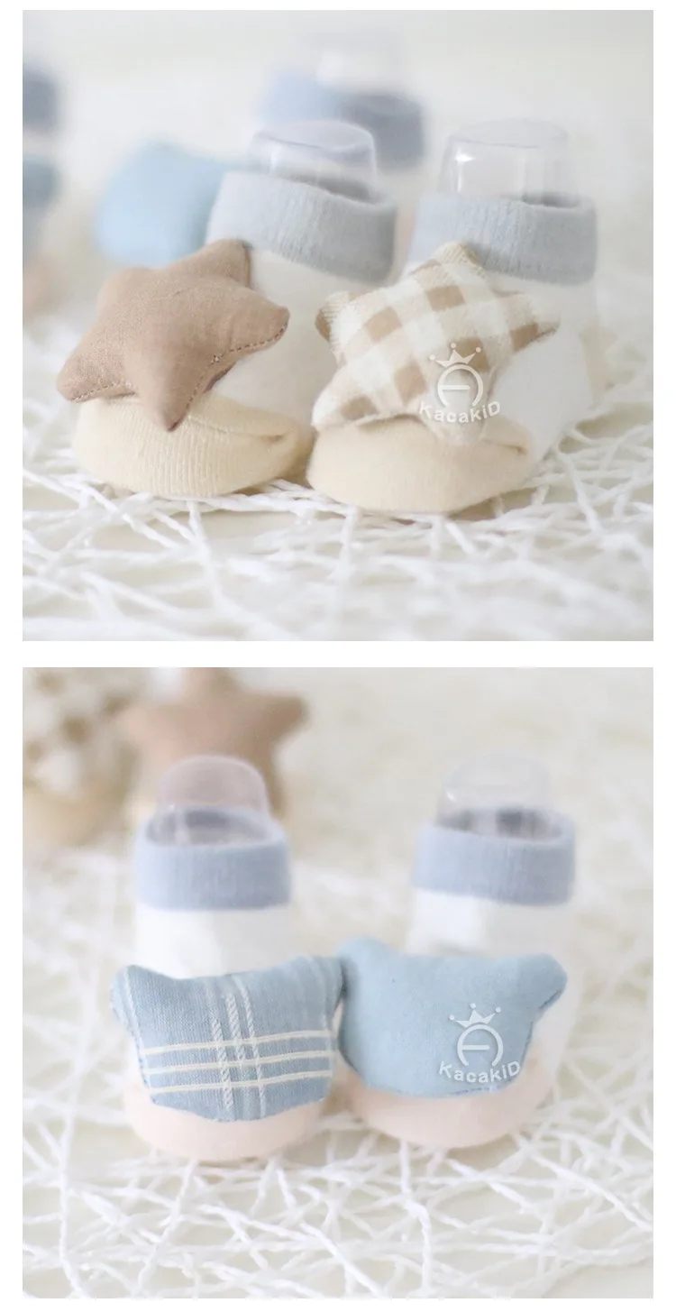 Kacakid/милые носки для новорожденных, хлопковые носки для мальчиков и девочек, детские Нескользящие носки, носки-тапочки для малышей, 2 пар/лот