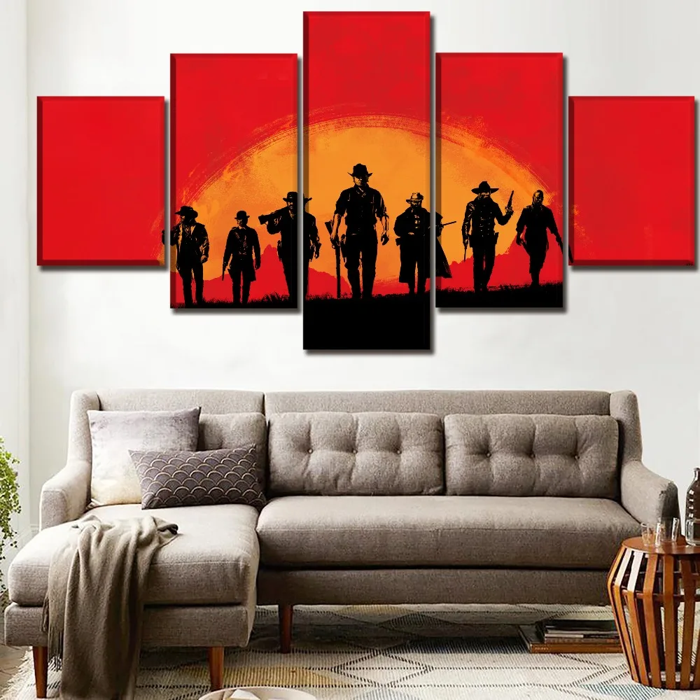 Canvas Paintings Wall Art Decor Framework 5 Panels Games Red Dead