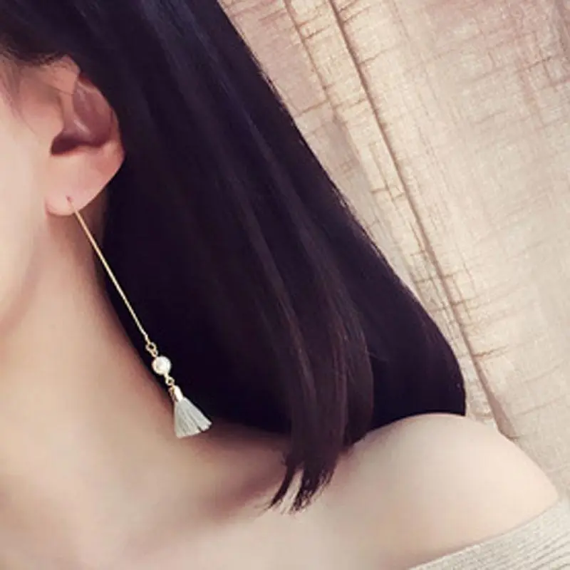 Earring-GFS- Korean Version Of The New Ultra-chic Asymmetrical Design Sense Super Beautiful Tassel Pearl Earrings#1833941 | Украшения и