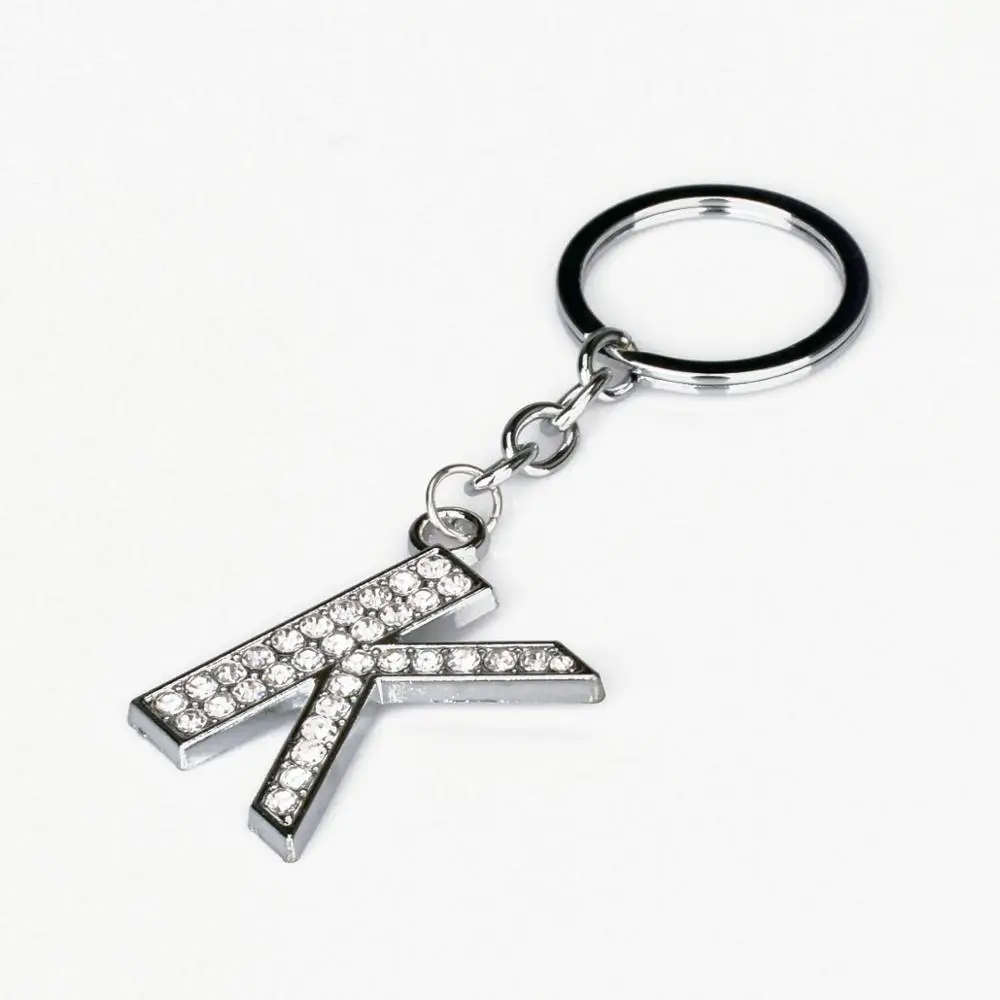 New Letter K Keychain Silver Plated Key Chain Ring Gift Party Unisex