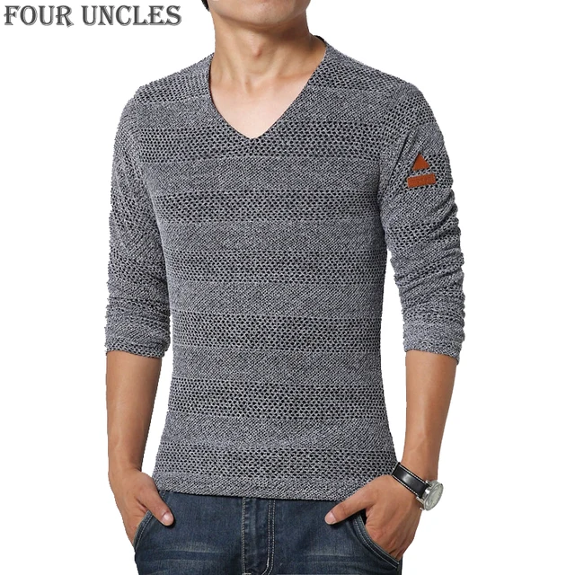 Plus Size 6XL Men T Shirts New Autumn 2016 Mens V Neck Long Sleeved