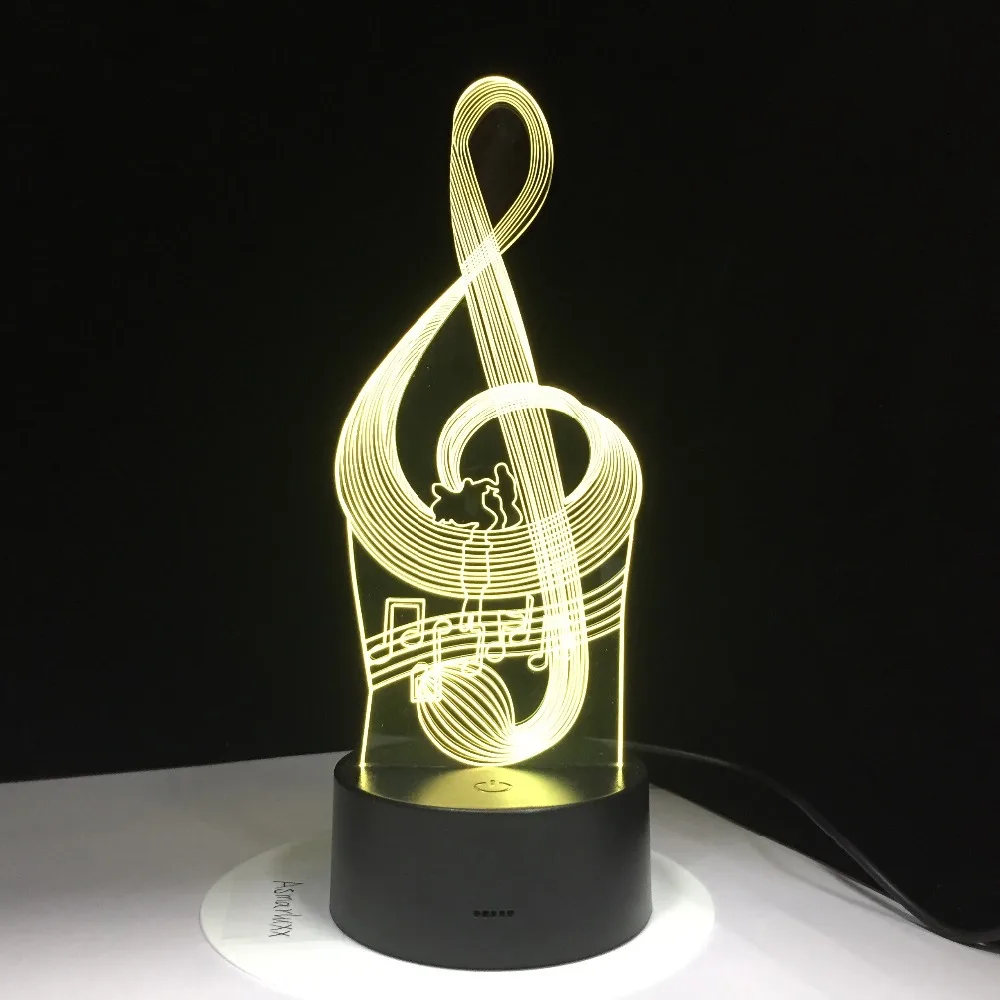 3D LED Night Light Music Note with 7 Colors Light for Home Decoration