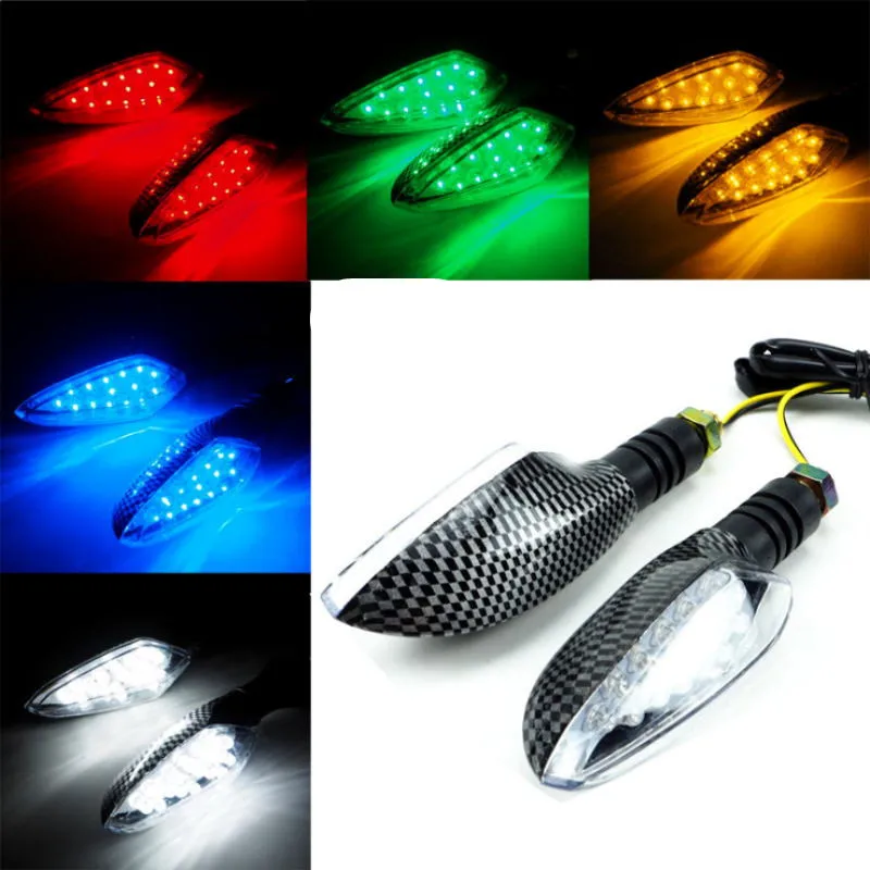 

Universal Motorcycle Turn Signals Blade Carbon Fiber Look LED Turn Signal Warning Light Blinker for Benelli Piaggio Honda Yamaha