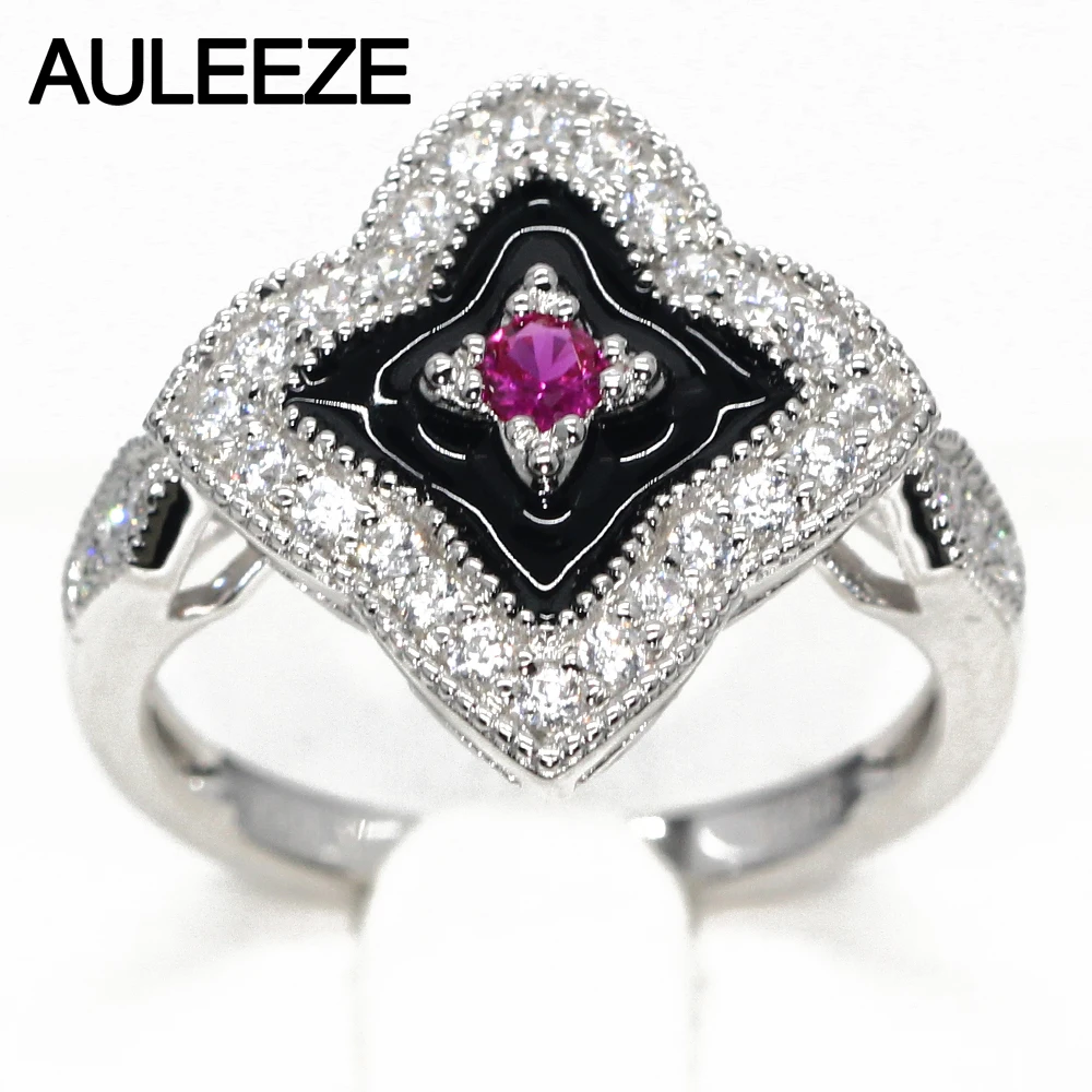 Vintage Style Natural Ruby Ring Real 925 Sterling Silver Art Deco Ring